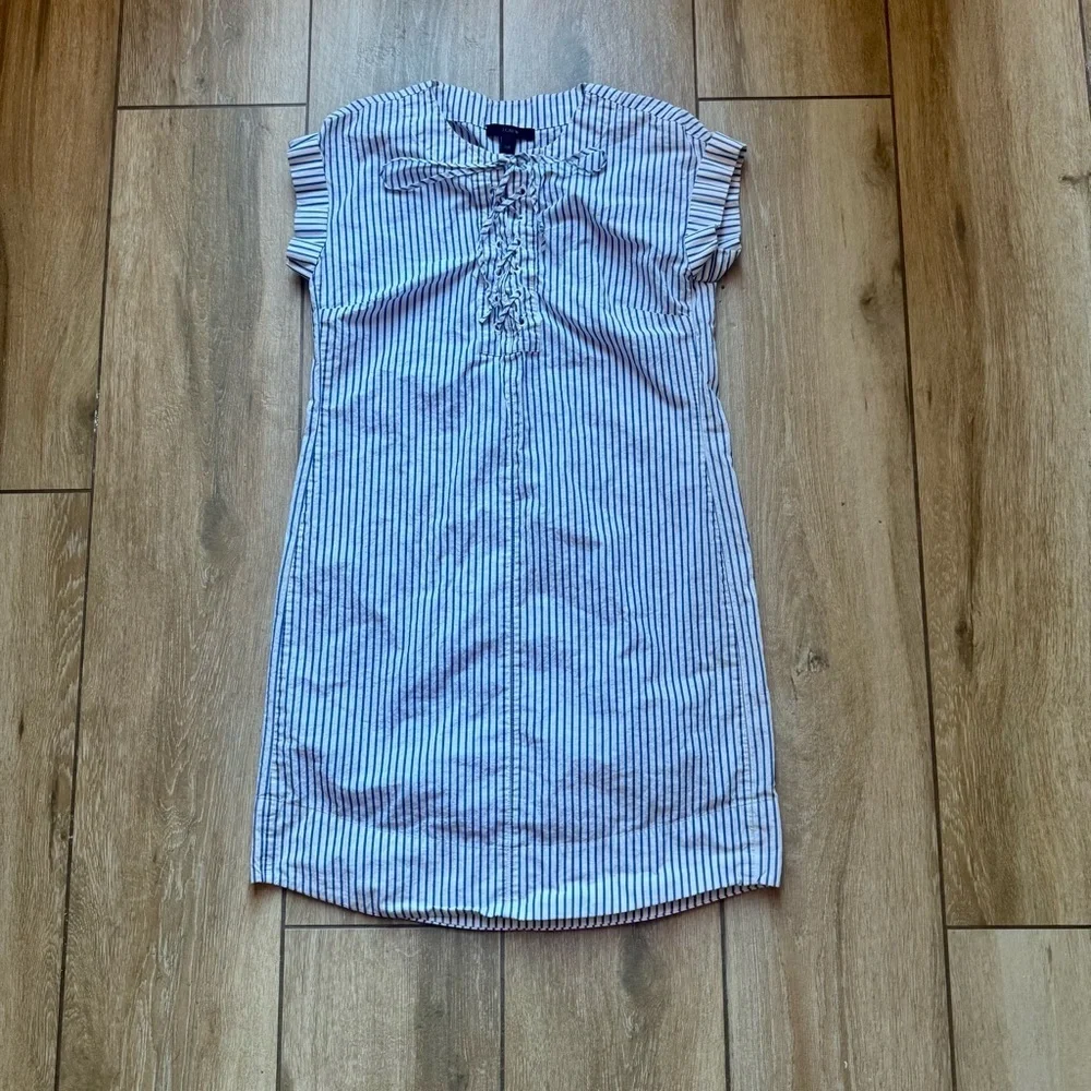J. Crew Light Blue and White Striped Dress